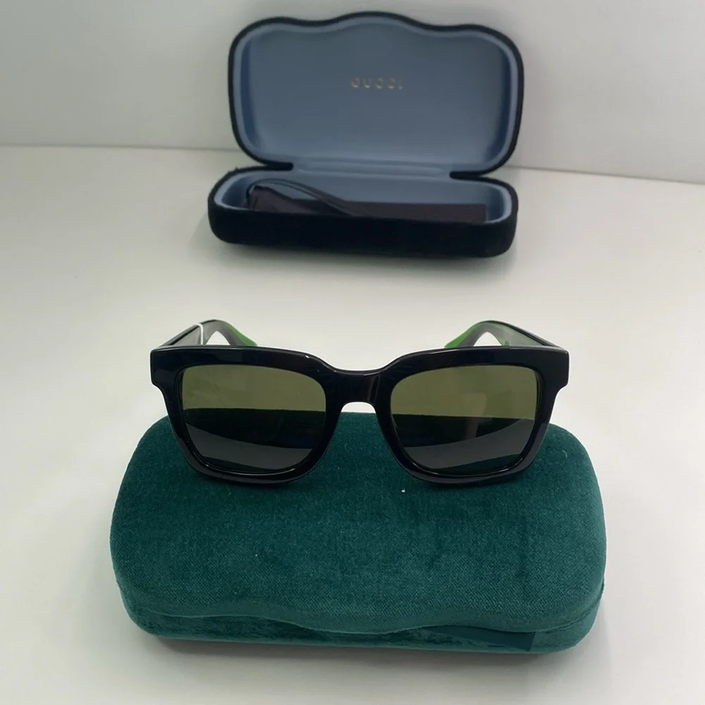 💯 - New Authentic Gucci Green Square Men`s Sunglasses GG0001SN 002 52 GG0001…